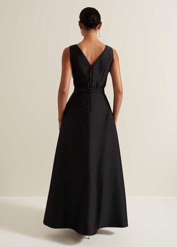 Phase Eight Yisanne Satin Embellished Dress Black Australia | FR0135824